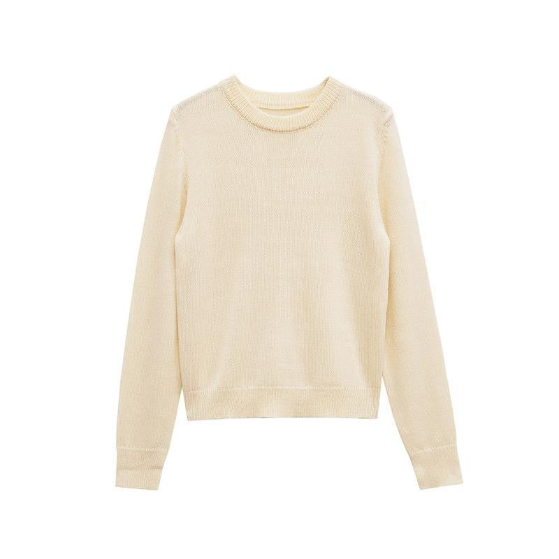 Ladies comfortable round neck sweater in high quality cotton Lune London