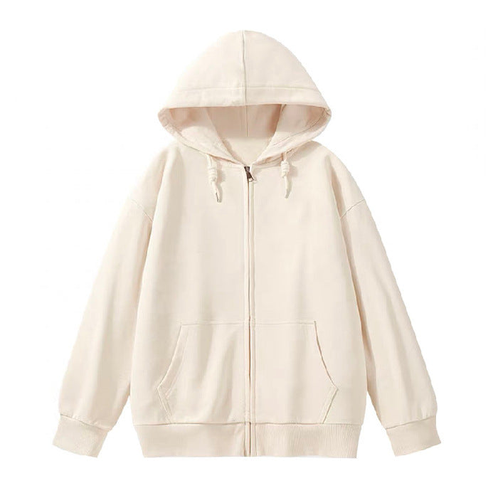 Women's hoodie sweatshirt jacket with ergonomic cut and practical zipper