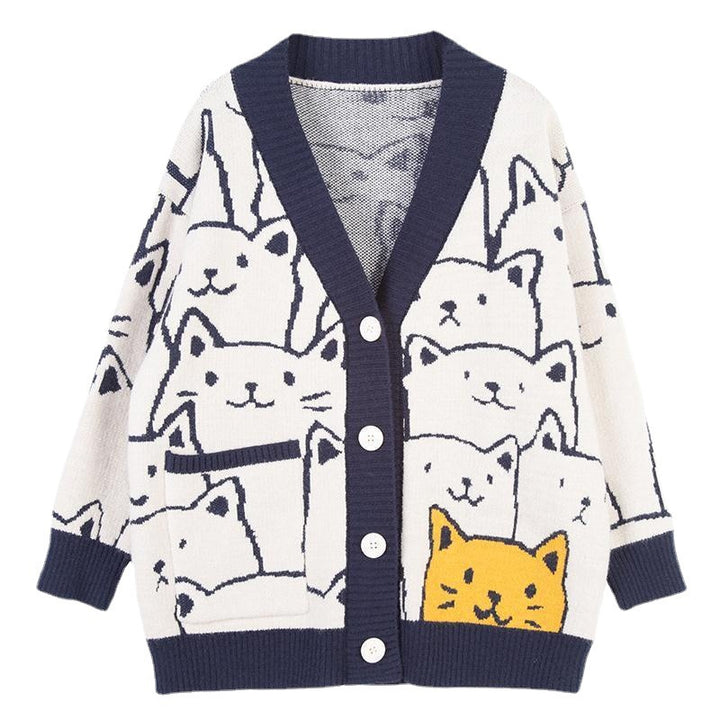 Lune London women's knitted jacket with cat pattern