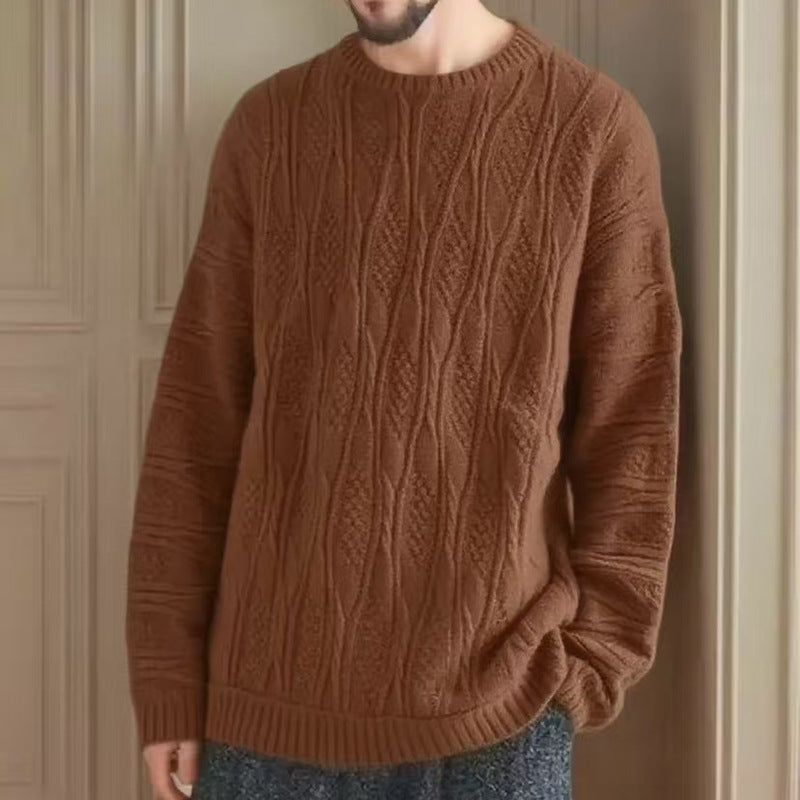Chunky knit sweater for women with a unique honeycomb pattern and a high collar Lune London