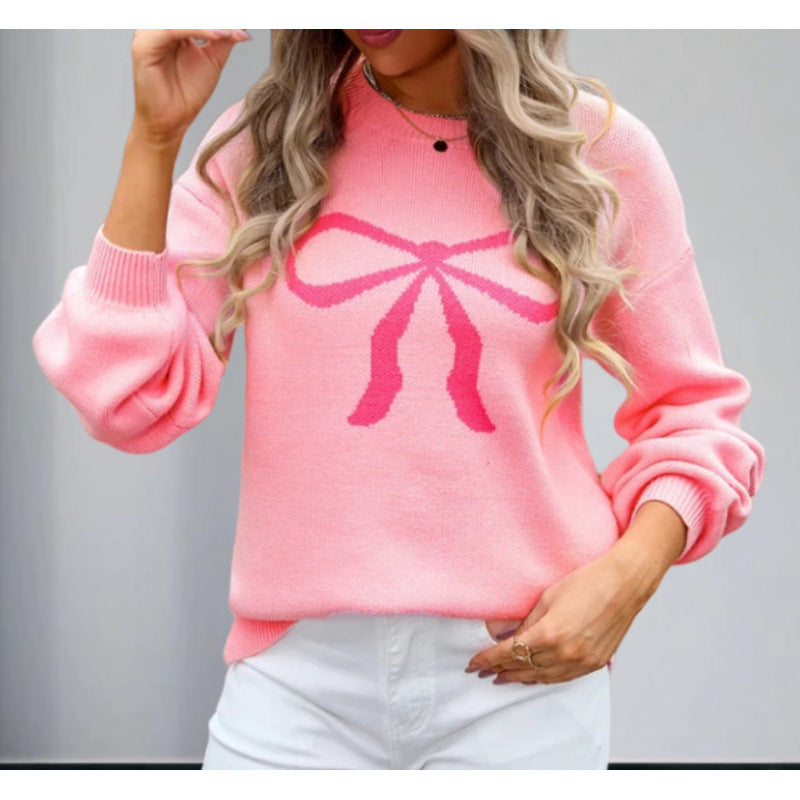 Pull surdimensionné pour femmes avec motif de nœud ludique Chic & Stil