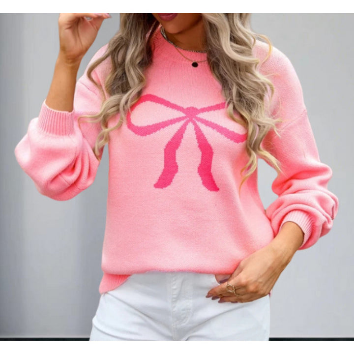 Pull surdimensionné pour femmes avec motif de nœud ludique Chic & Stil