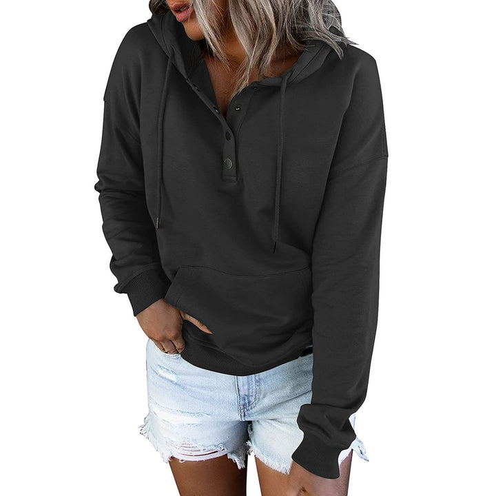 Ladies hoodie with integrated button placket Lune London