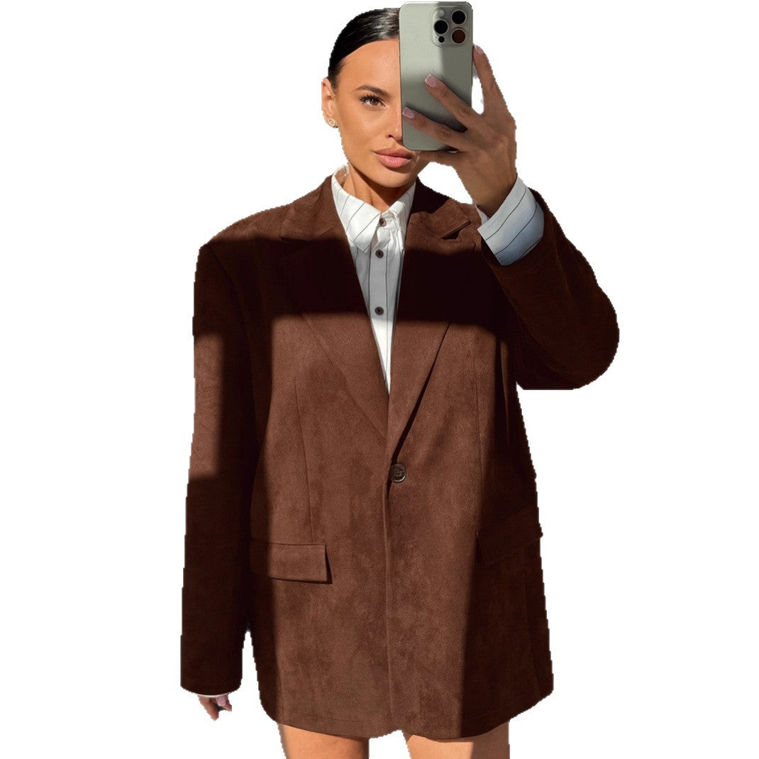 Women’s suede blazer set with integrated mini dress option Lune London