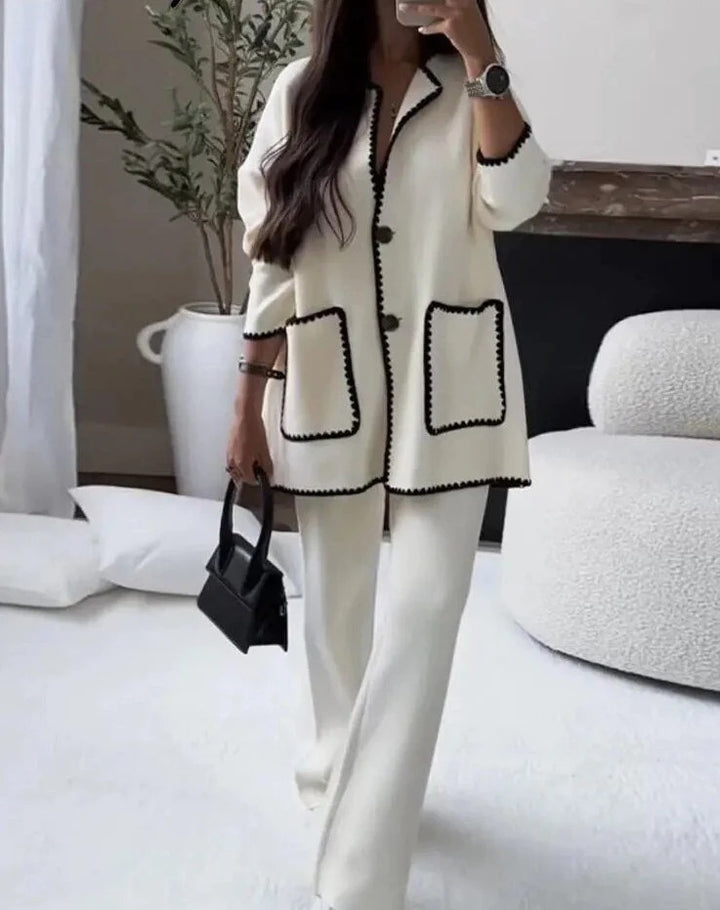 Elegant knitted jacket for women with contrasting details Lune London