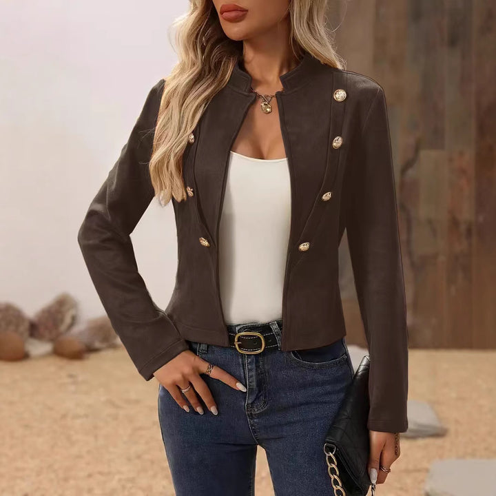 Elegant fitted blazer jacket for women with gold buttons Lune London