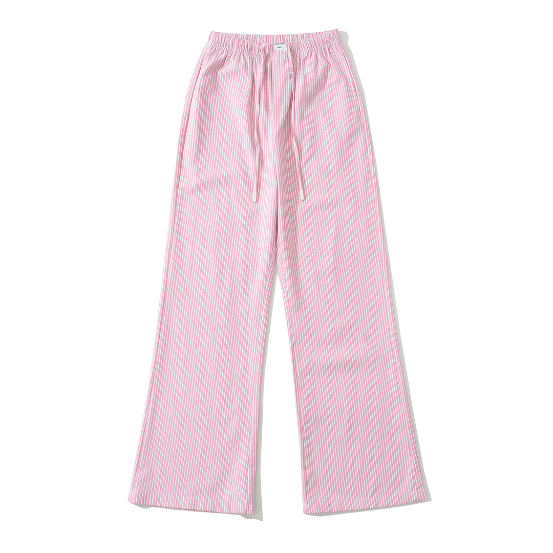 Loose jersey pants for women with a casual striped look featuring an elastic waistband and drawstring Lune London