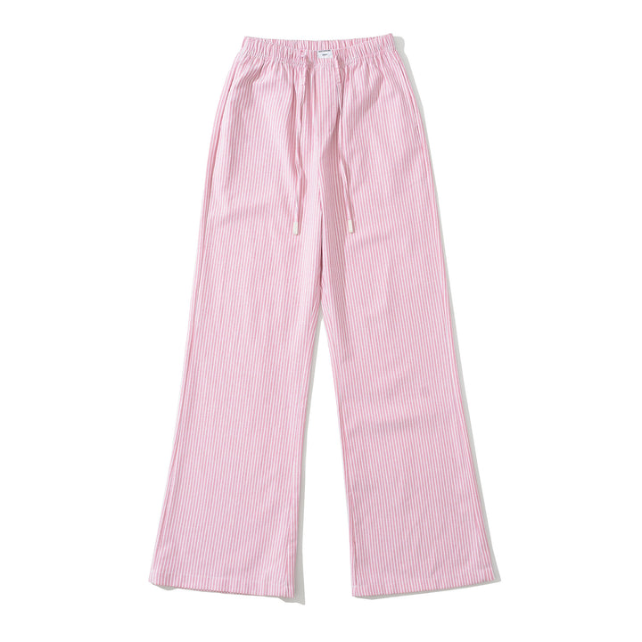 Loose jersey pants for women with a casual striped look featuring an elastic waistband and drawstring Lune London