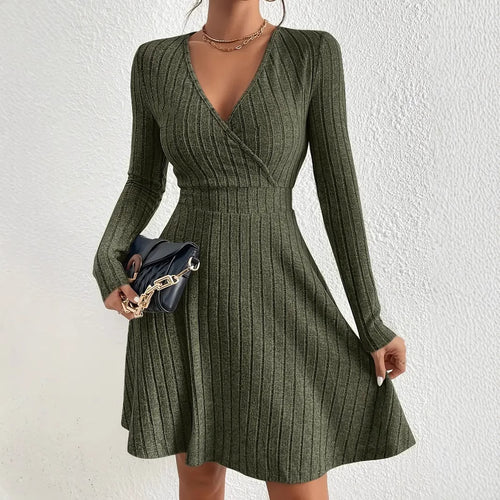Lune London Long Sleeve Ribbed Wrap Dress for Women
