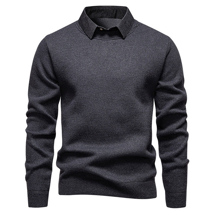 Men's Fine Knit Pullover with Modern Collar Design Lune London