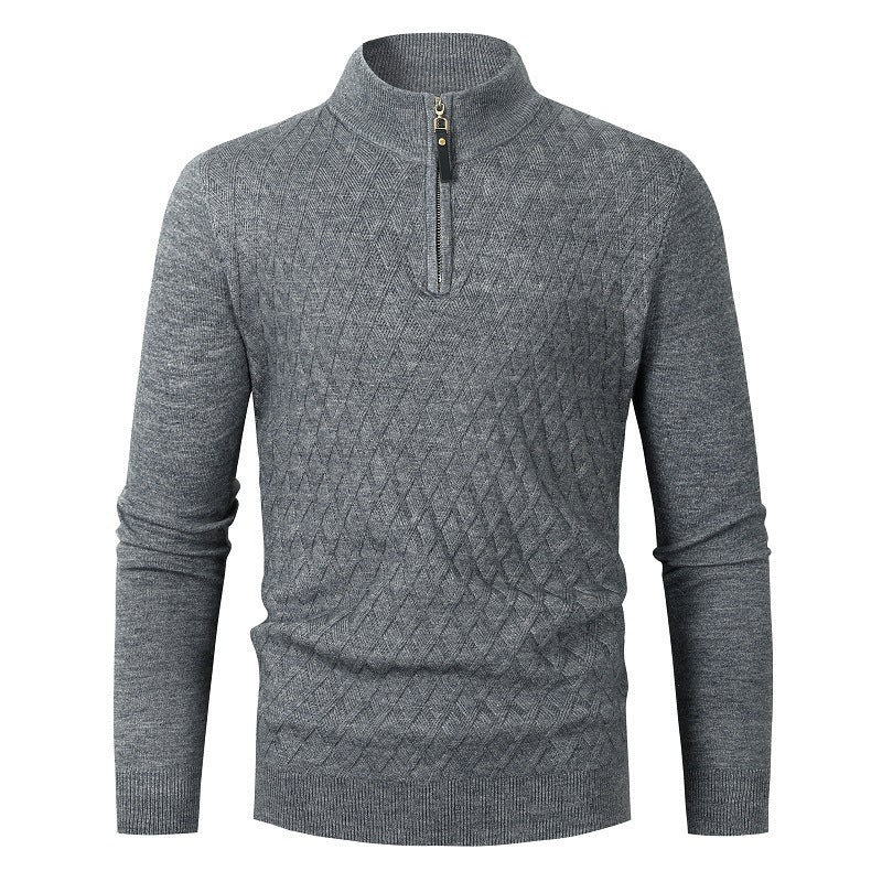 Knitted sweater for men with high collar and zipper Lune London