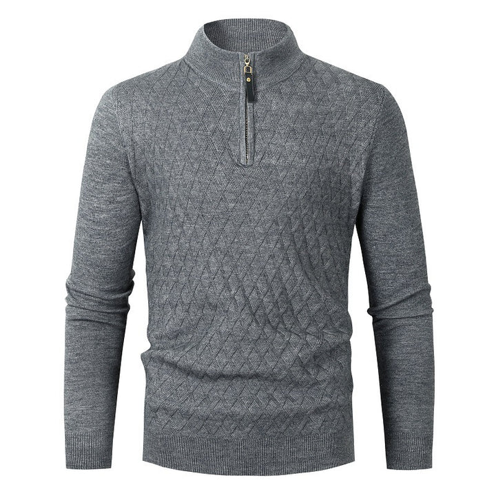 Knitted sweater for men with high collar and zipper Lune London