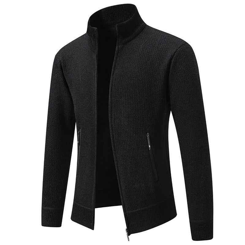 Men's knitted jacket with modern zipper and practical pockets Lune London