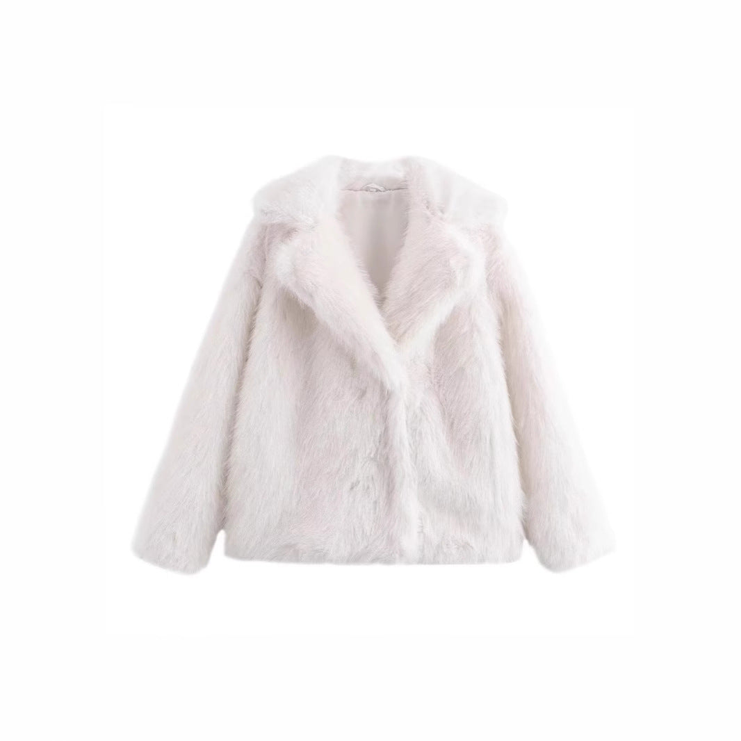 Women faux fur coat glam Lune London