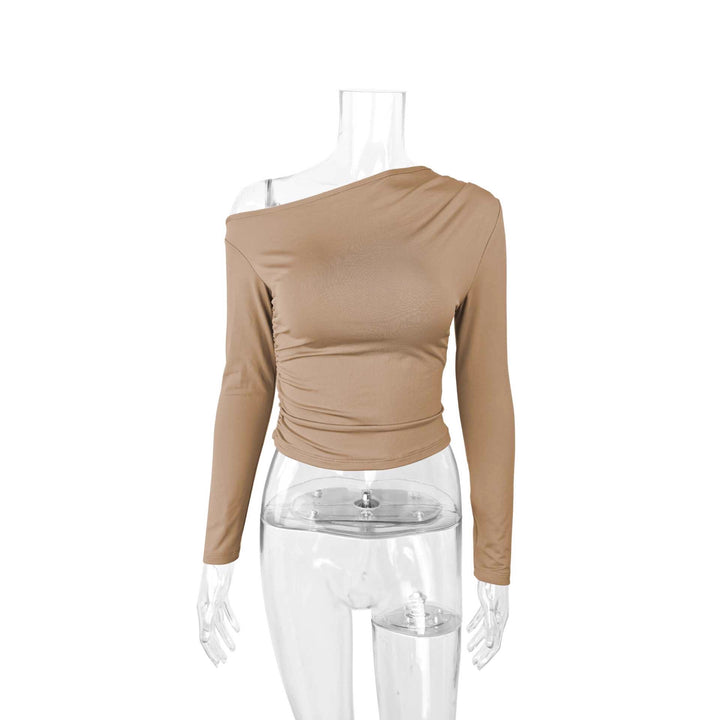 Women's long sleeve shirt with asymmetric neckline and figure-hugging cut Lune London