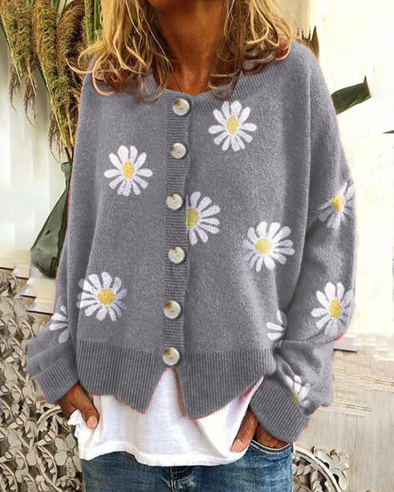 Women's Casual Gilet with Floral Print and Chic Button Details and Style