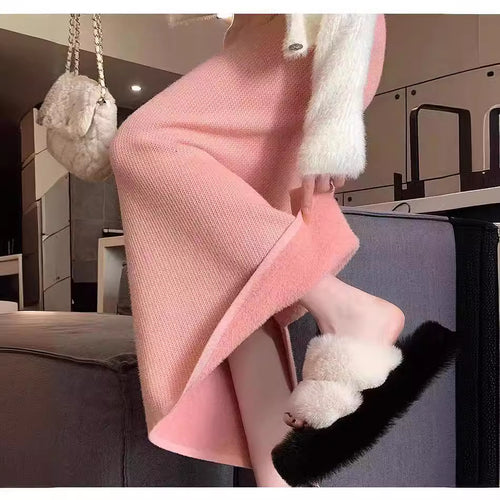 Knitted skirt for women with ribbed design Lune London