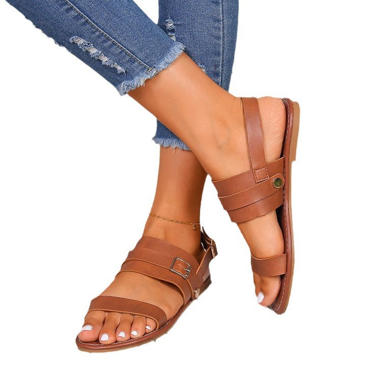 Women’s strappy sandals with adjustable buckle closure and ergonomic sole Lune London
