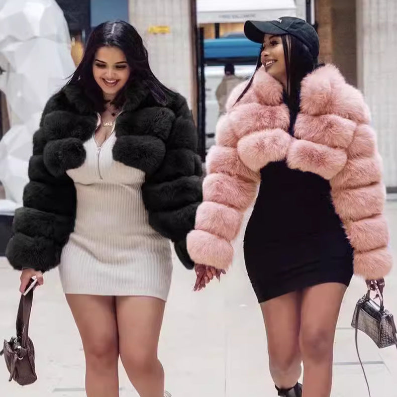 Luxury faux fur jacket for women with voluminous puff sleeves Lune London