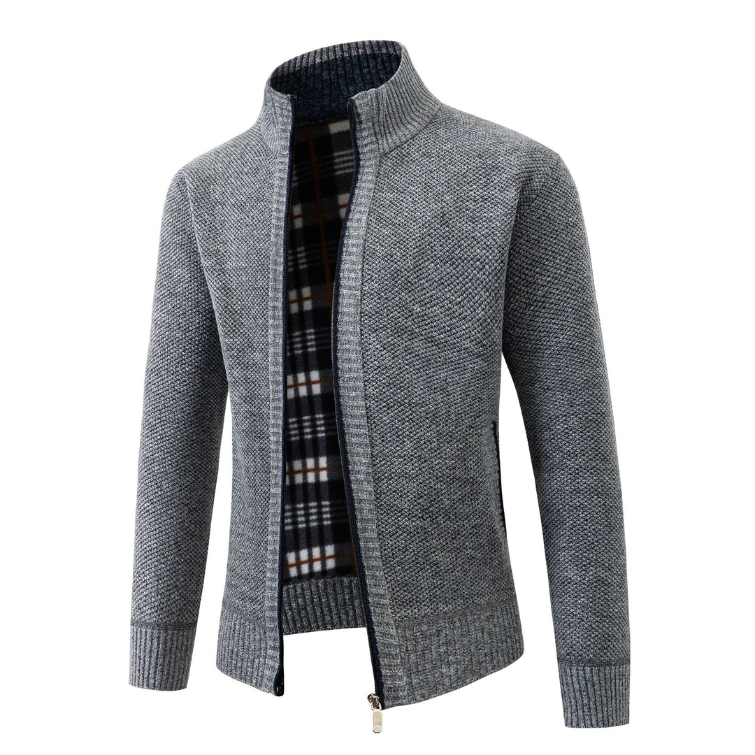 Men's knit jacket with modern high collar and classic lining Lune London