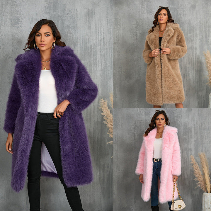 Women's Luxurious Faux Fur Coat with Elegant Cut Lune London
