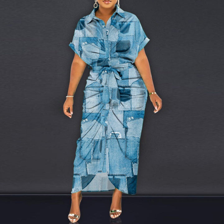 Lune London Women's Denim Patchwork Midi Dress