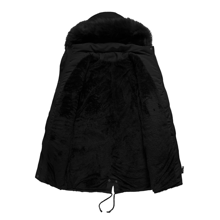 Ladies park jacket with removable faux fur collar and zippered side pockets Lune London