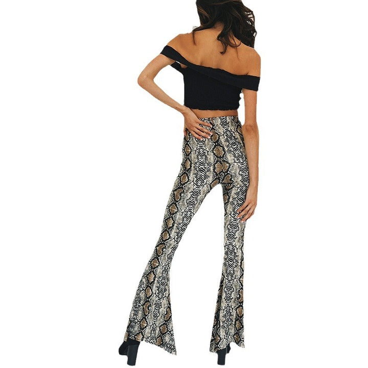 Flared pants for women with snake print Lune London
