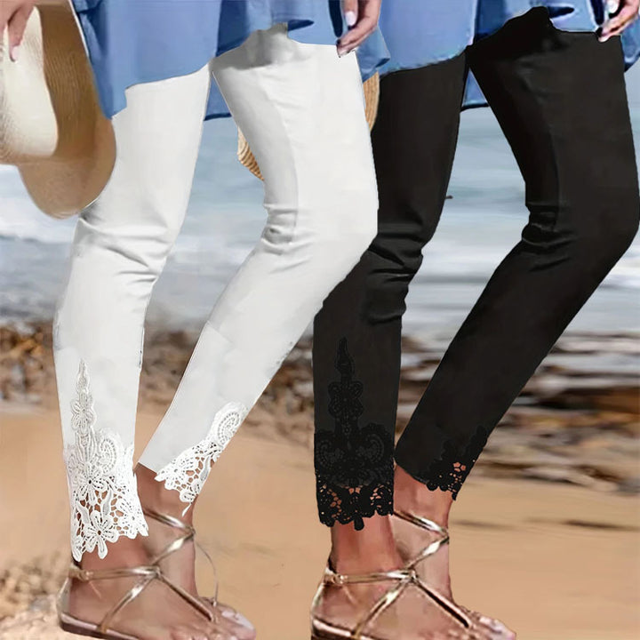 Leggings for women with lace hem and elastic waist Lune London