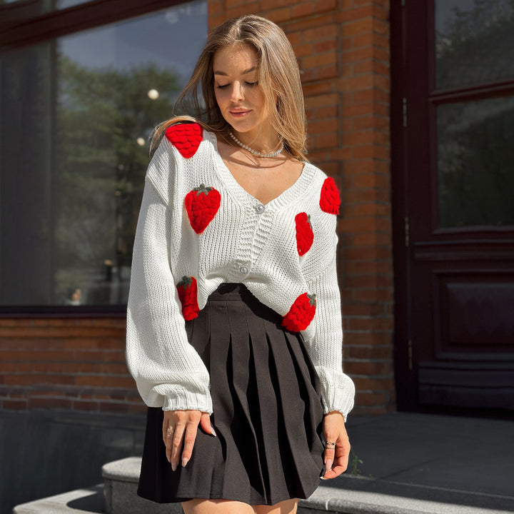 Knit jacket for women with unique heart-shaped appliqués and a casual fit Lune London