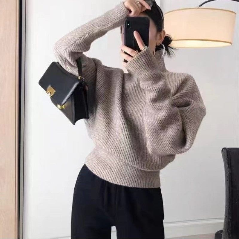 Pull turtleneck à la mode pour femmes avec un motif de tricot texturé et des manches larges Chic & Stil
