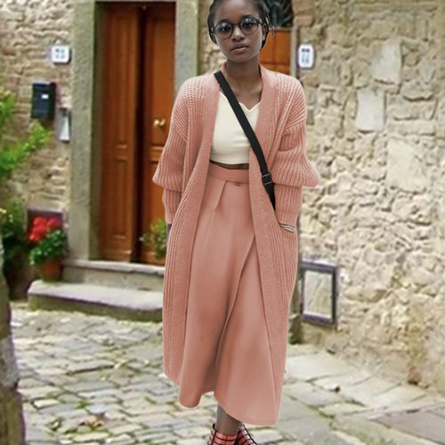 Ladies long knit cardigan with relaxed fit and side pockets Lune Londonl