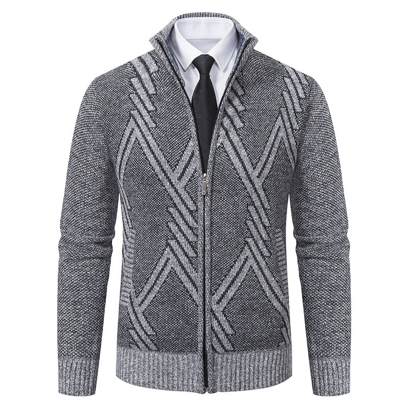 Men's knit jacket with modern geometric patterns Lune London