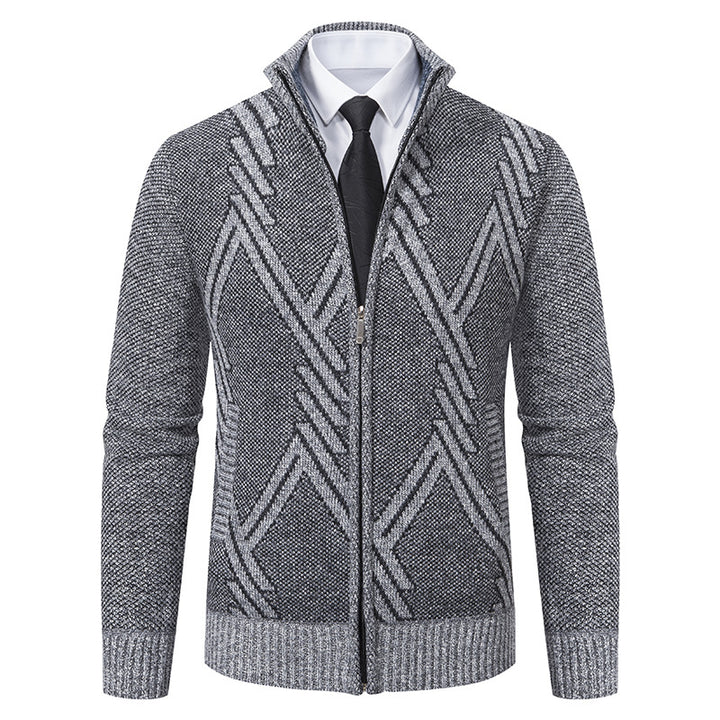 Men's knit jacket with modern geometric patterns Lune London