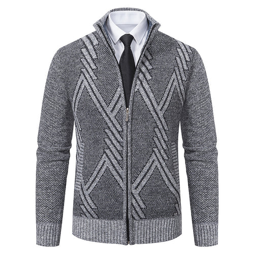 Men's knit jacket with modern geometric patterns Lune London