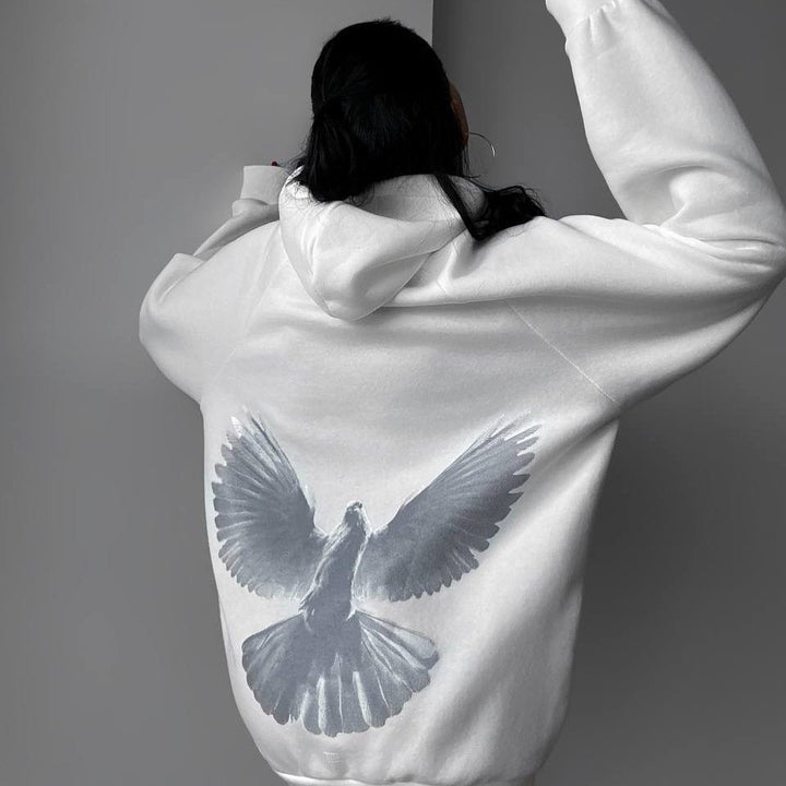 Women's hoodie with unique bird pattern and casual fit Lune London