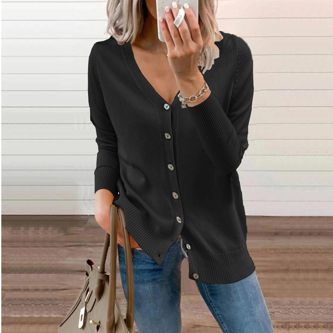 Cardigan for ladies with buttoned front and V-neck Lune London