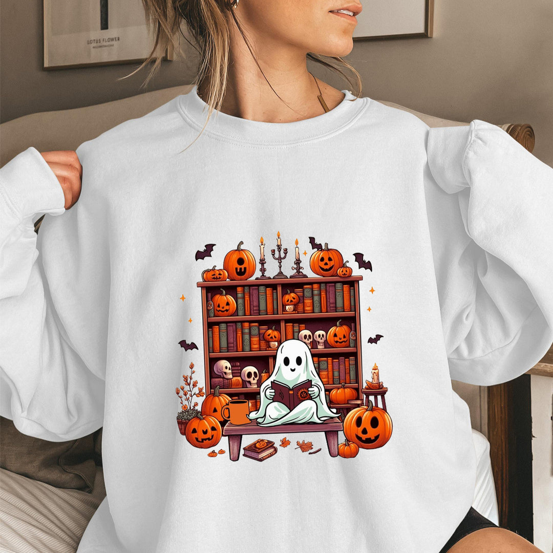 Sweat-shirt femme avec motif automnal effrayant et manches bouffantes décontractées Chic & Stil