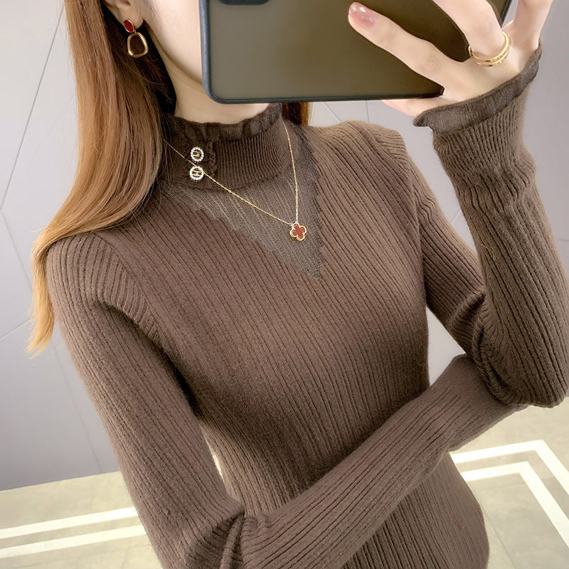 Elegant knitted sweater for women with transparent inserts and button details Lune London