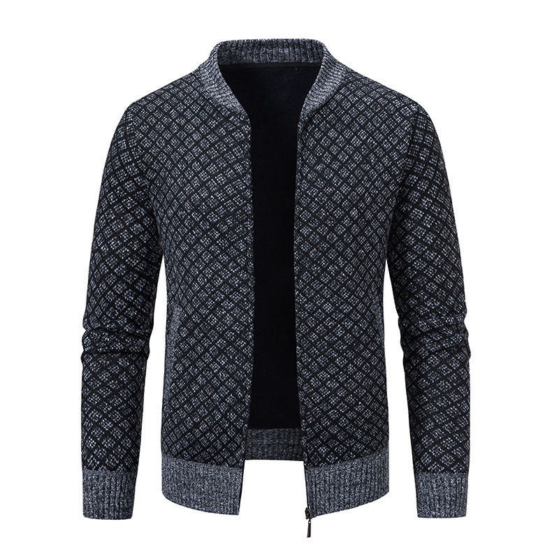 Smart knitted jacket for men with fashionable zip and side pockets Lune London