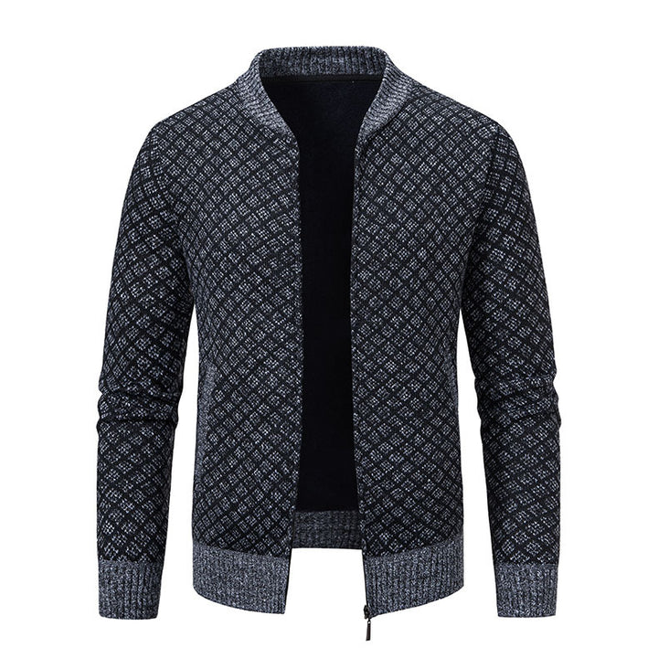 Smart knitted jacket for men with fashionable zip and side pockets Lune London