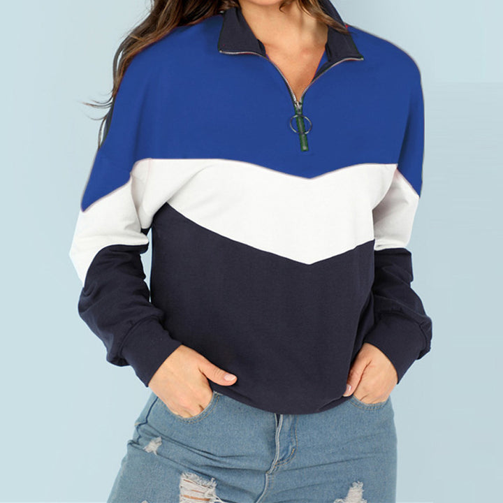 Women's sporty sweatshirt with high collar and contrasting design Chic and Style