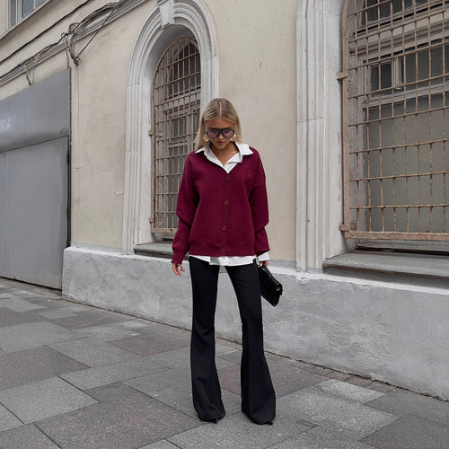Women oversized cardigan with an elegant V neck and comfortable button details Lune London