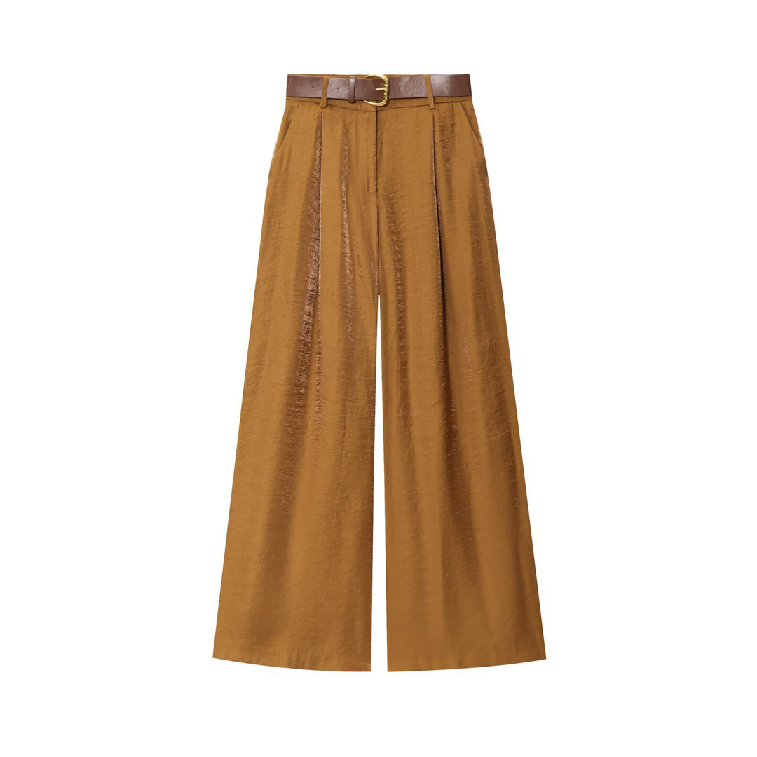 Wide palazzo pants for women with stylish belt and side slit Lune London