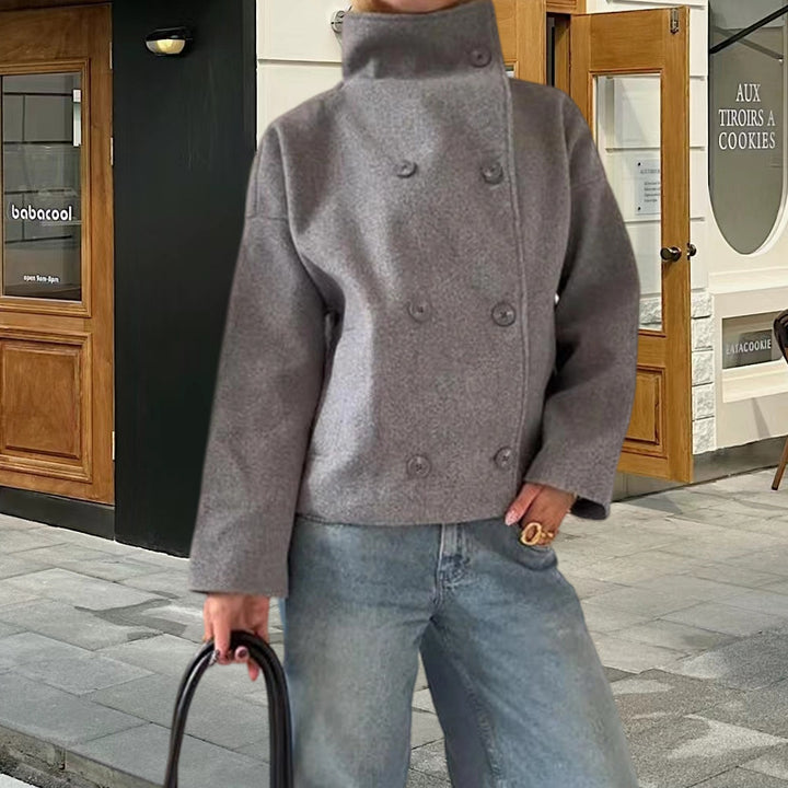 Ladies oversized cropped jacket with high collar and original sleeves Lune London