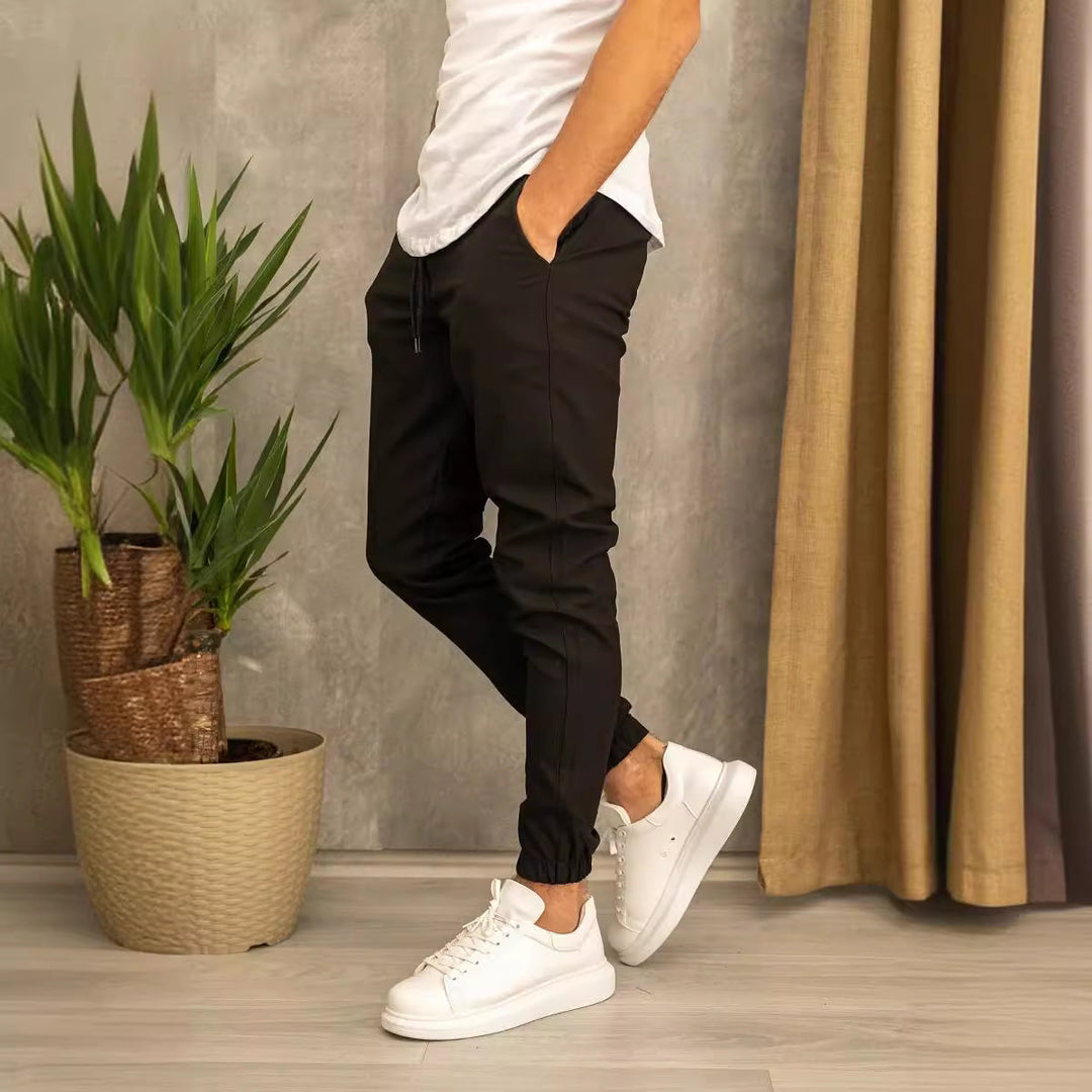 Men's Slim Fit Jogging Pants with Elastic Waistband and Practical Side Flap Pockets Lune London
