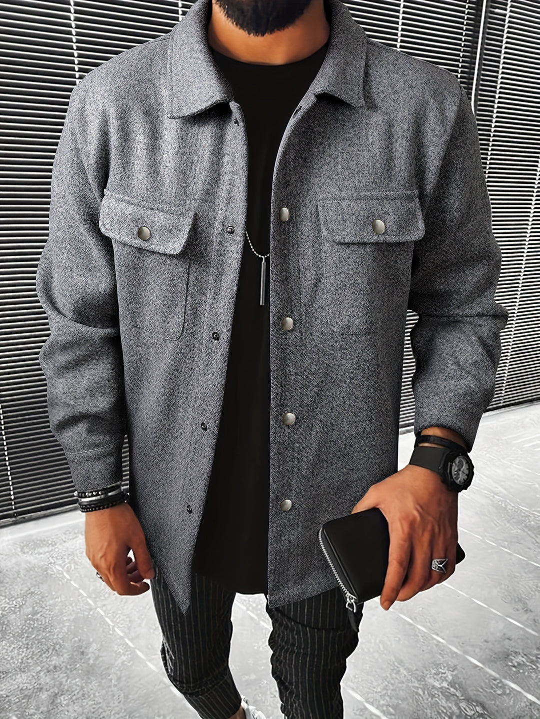 Fashionable overshirt jacket for men with practical pockets and modern button design Lune London
