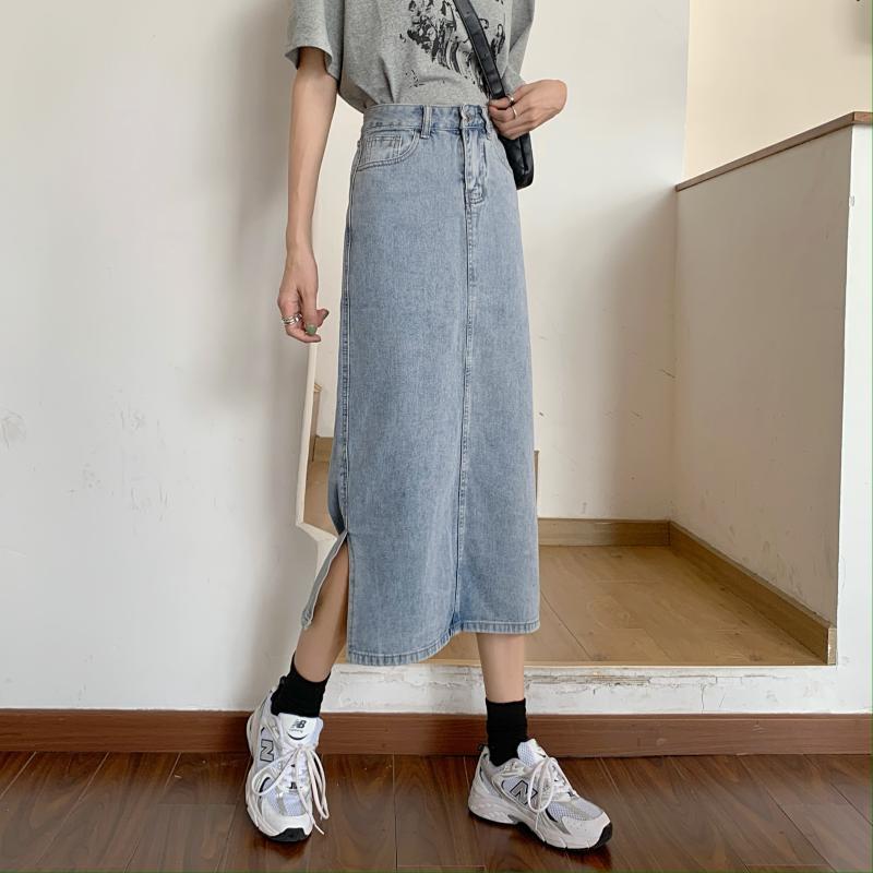 Jupe en denim longue pour femmes avec fente chic Chic & Stil