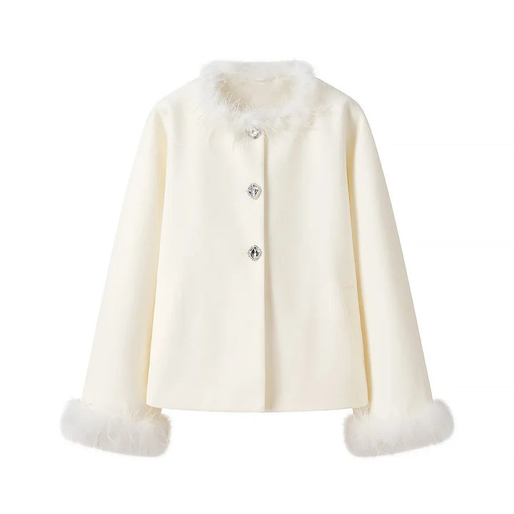 Elegant ladies wool jacket with plush collar and practical pockets Lune London