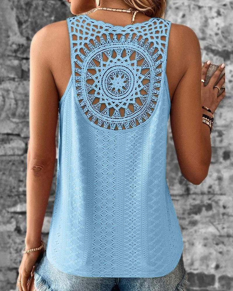 Lune London Women's Crochet Back Tank Top
